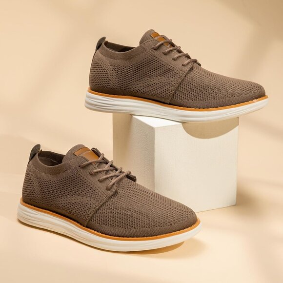 🆕Bruno Marc Men Light/Brown Knit Flex Mesh Oxfords Lace-Up Lightweight Sneakers - Picture 12 of 12